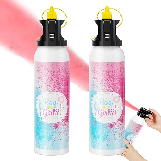 Gender Reveal Fire Extinguisher Color Blasters: 2 Pcs Pink Blaster Only for Baby Girl with Pink Smoke, Confetti Power Cannon for Gender Reveal Party