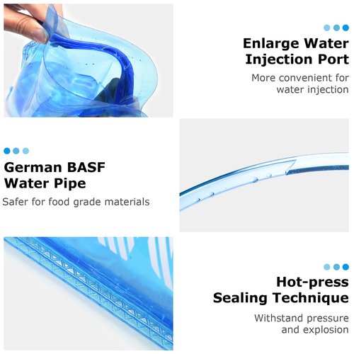 YAPJEB Hydration Bladder, BPA Free, 1L/1.5L/2L/3L, Portable Water Reservoir for Running, Hiking, Climbing, Cycling (PEVA, 1L)
