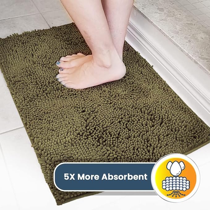 Muddy Mat® | Super Water Absorbent Door Mat Indoor, Microfiber Quick Dry Chenille Entryway Rug, Slip Resistant Front Door Mat, Indoor Mats for Entryway, Machine Washable Pet Rug, Sage 24" x 72"