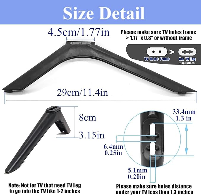 TV Stand Legs for RCA Roku Replacement Feet for Smart TVs 40in 42in 45in 46in 49in 50in 55in 60in 65in TV Legs Compatible with RCA LG TCL TVs