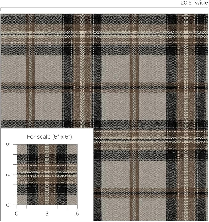 NextWall Harry & Grace Herringbone Plaid Premium Matte Non-Woven Peel and Stick