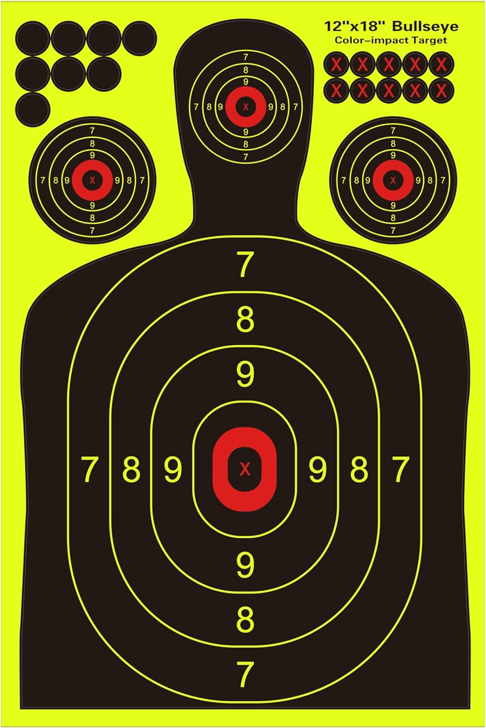 Skiennix Silhouette Splatter Targets - Bright Fluorescent Yellow for Easy Visibility | 12x18 Inch, 10/25/50/100 Pack