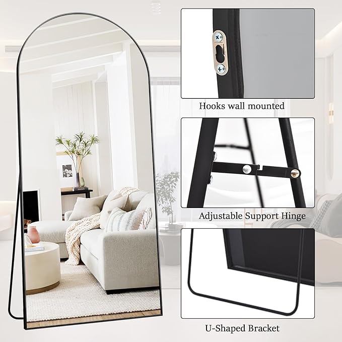 Rowjut Floor Full Length Mirror, Arched Mirrors Full Length 81"x41"