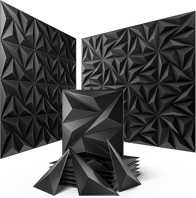 Sonicism Wall Panels Upgrade 32 Pack, 0.7”x11.8”x11.8”Pyramid 3D Wall Panels
