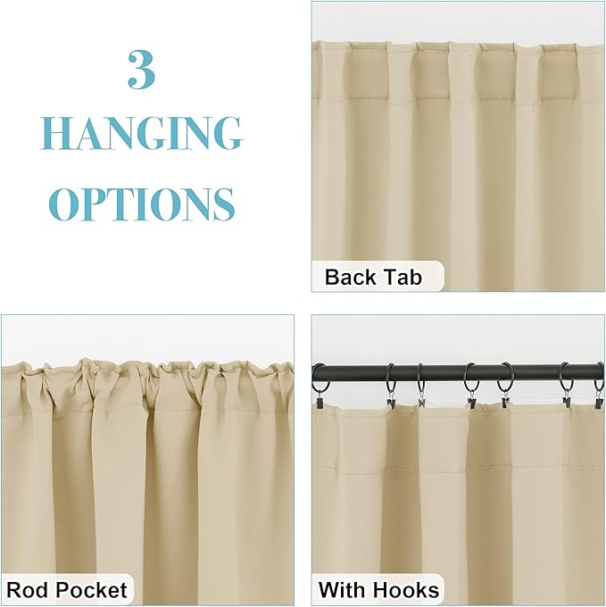 RYB HOME Room Darkening Thermal Blackout Curtains, Window Curtains Draperies