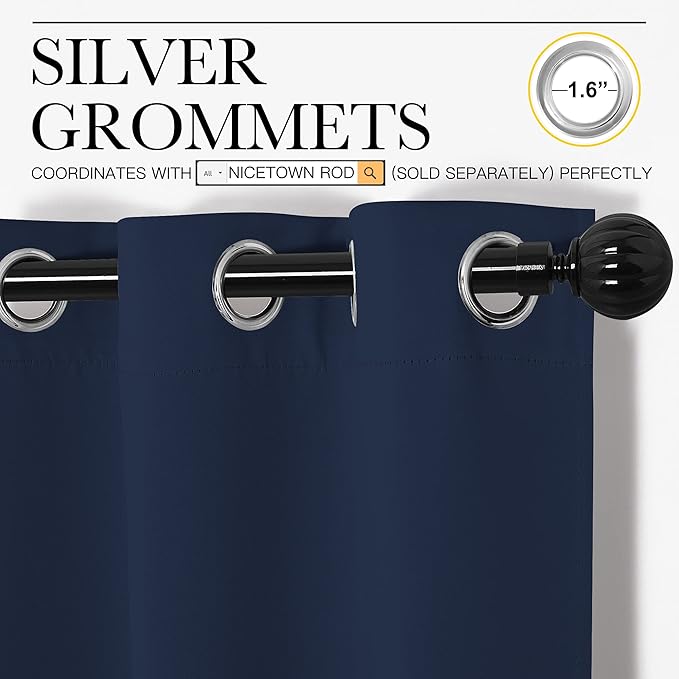 NICETOWN Navy Blackout Curtains 86" Long