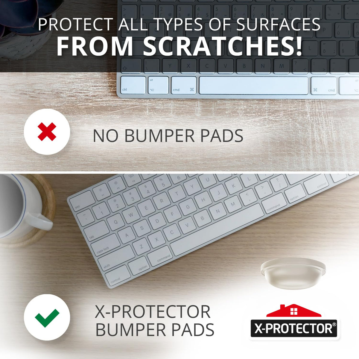 X-Protector Cabinet Door Bumpers 200 PCS – 1/2" Silicone Clear Bumpers – Ideal Cabinet Bumpers – Self-Adhesive Thick Door Silencer – Bumper Pads to Protect Glass & Other Surfaces!