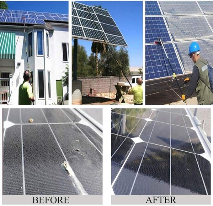Photovoltaic Panel Cleaning, Window Clean, 3-12M Water Fed Telesbrush, Extendable Cleaner Conservatory Roof Cleaning Tools/10M Rod/50Cm Brush Head