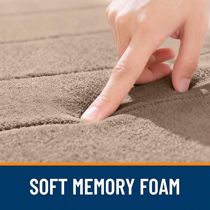 OLANLY Memory Foam Bath Mat 36x24, Super Soft Absorbent Bathroom Rugs, Quick Dry, Machine Washable Shower Floor Rugs, Bathmat Carpet, Bathroom Home Decor Accessories, Tan