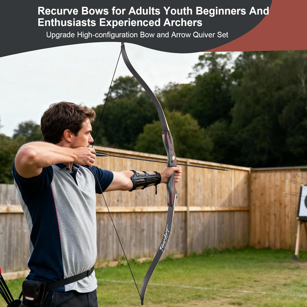 TOPARCHERY 62" Recurve Bow and Arrow Set - Ideal for Adults & Youth Beginners | Right-Handed Takedown Design