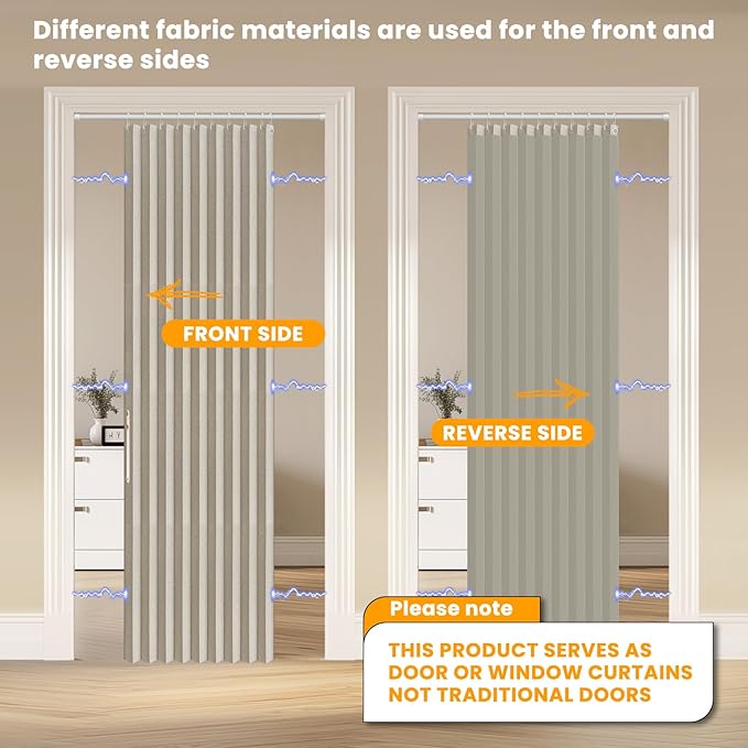 AJAZZ 100% Blackout Magnetic Door Curtain Accordion Doors Interior Accordion