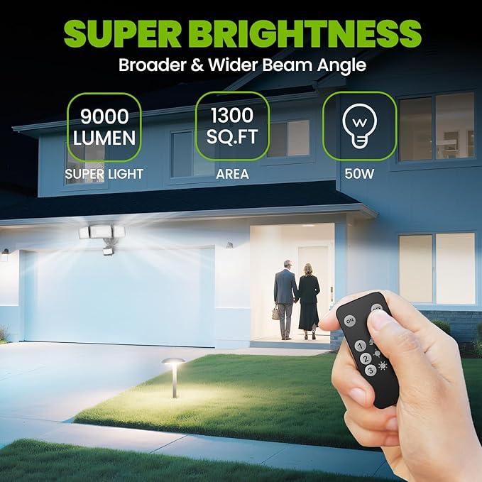 MAGAGUVU 100W Flood Lights Outdoor, 9000lm Bright LED Work Light with Plug, 6500K Daylight White LED Flood Lighting, IP66 Waterproof Security Yard Lights for Yard Garage Stadium