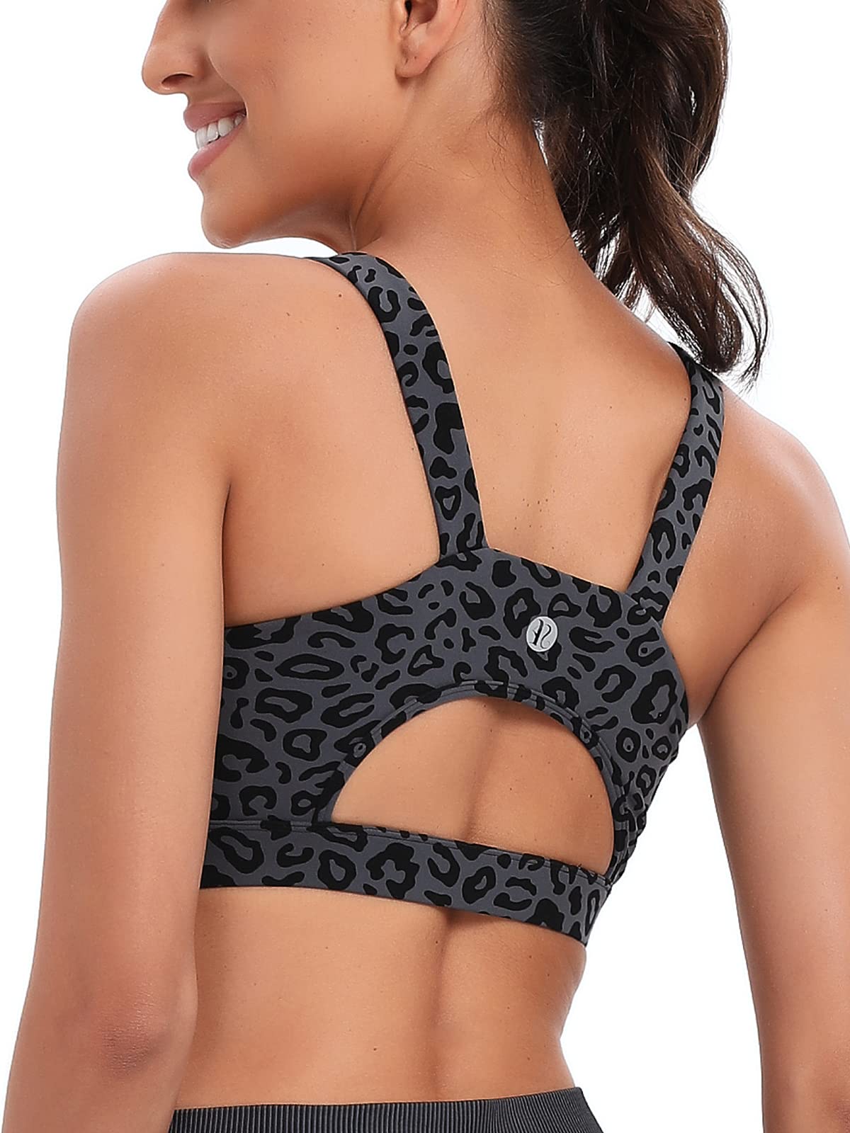 RUNNING GIRL High Impact Sports Bras for Women,Racerback Bra Workout Crop Tops for Women(WX2667 Leopard Print,S)