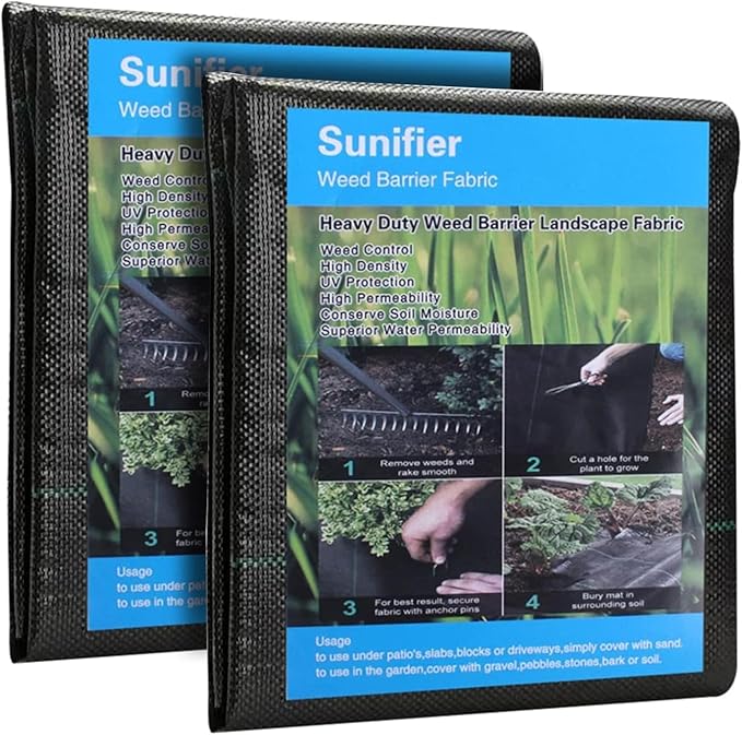 Garden Weed Barrier Fabric 2ft, Heavy Duty Landscape Fabric, Ground Cover Weed Blocker Cloth, Landscaping Fabric for Garden, Vegetable Bed, Path Way (2ft x 100ft)