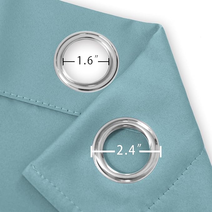 LEMOMO Stone Blue Blackout Curtains 52 x 63 Inch Length/Set of 2 Curtain