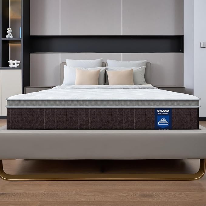 12 Inch Dark Grey Queen Spring Mattress,Medium Firm with Gel Memory Foam,Individually Pocketed Coil,Fiberglass-Free Fire Retardant CertiPUR-US Certified,80"*60"*12"