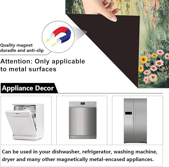 Dishwasher Magnet Cover 23x26 in Garden Forest with Cascading Blossoms and Sunlight Glow Dishwasher Cover for Kitchen Appliance Decoration Front Panel Sticker Panel Home Decor Decal