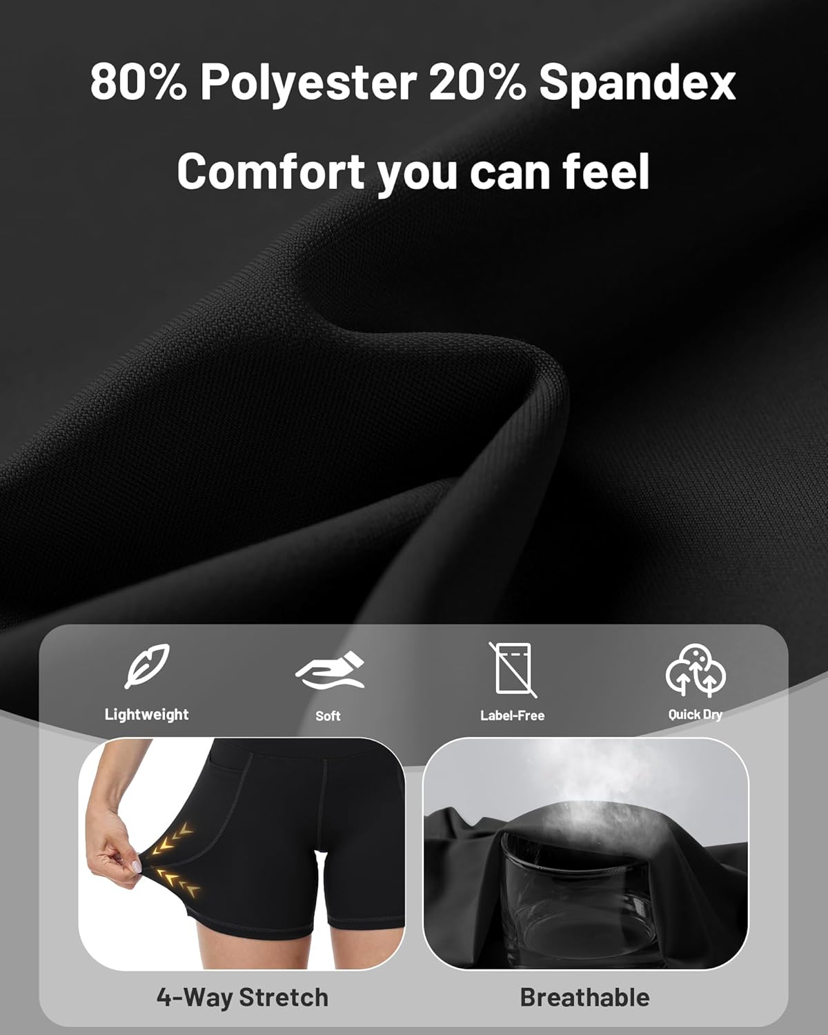 Runhit Biker Shorts for Women - High Waisted Yoga Workout Shorts with Pockets | 8''/5''/3'' Tummy Control Spandex