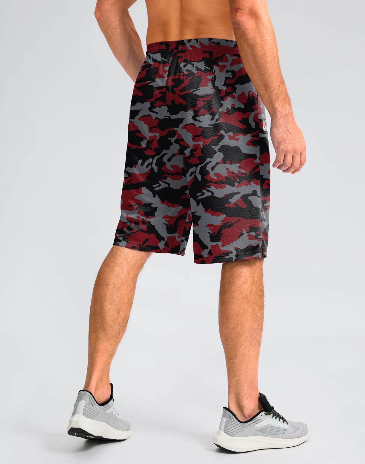 G Gradual Men's Athletic Shorts with Pockets 9" / 11" Long Basketball Shorts Lightweight Quick Dry Gym Workout Shorts for Men(Red Camo,XXL)