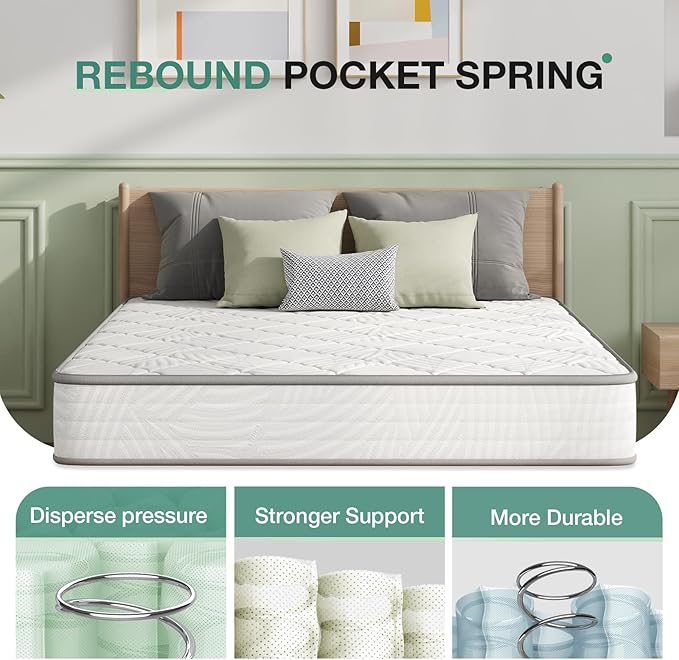 Novilla Twin XL Mattress 8 inch, Hybrid Twin XL Size Mattress in a Box, Innerspring Mattresses with Comfortable & Breathable Foam, Supportive Mattresses for Back Pain Relief, Certipur-Us Certified
