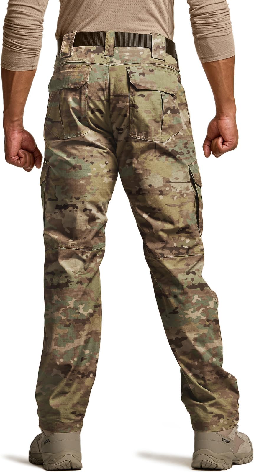 CQR Men's Tactical Pants, Water Resistant Ripstop Cargo Pants, Lightweight EDC Work Hiking Pants, Outdoor Apparel, Duratex Mag Pocket Utility Camo, 44W x 32L