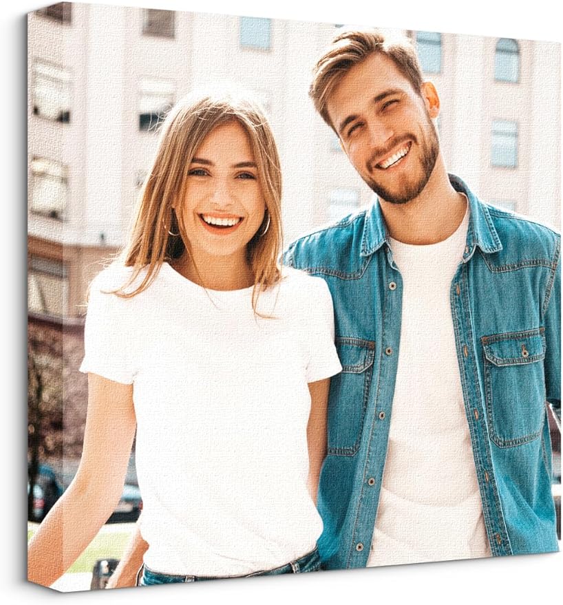 Jovivi Custom Canvas Prints with Your Pictures - Personalized Photos Print,Wall Art Poster Canvas Printing Customized Photo Gifts for Wedding Family Pets Home Office Decor Frame 20x20