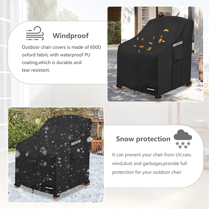 Outdoor Chair Covers 32" W x 35" D x 36" H,600D Heavy Duty Waterproof Patio Chair Cover,Outdoor Furniture Covers for Lawn/Garden Chiar,Black