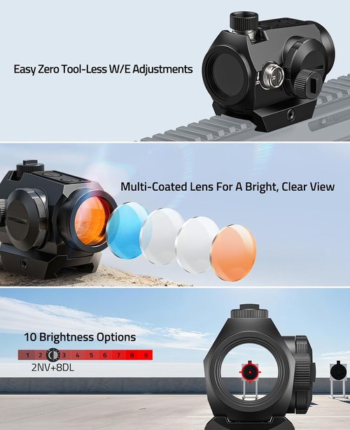 CVLIFE Red Dot Sight - Motion Awake 1x20mm Optics Scope with Co-Witness Riser & Low Mount | IPX7 Waterproof