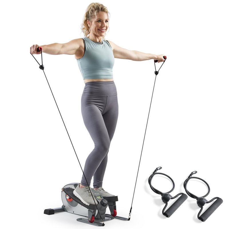 Sunny Health & Fitness Magnetic Standing Elliptical with Handlebars - SF-E3988, Grey