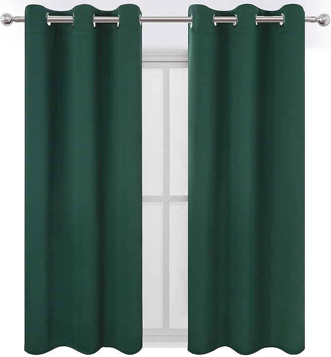 LEMOMO Green Blackout Curtains 34 x 63 Inch Length/Set of 2 Curtain
