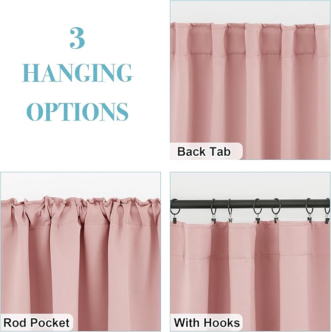 RYB HOME Blackout Curtains for Bedroom, Small Windows Shades Thermal Insulating