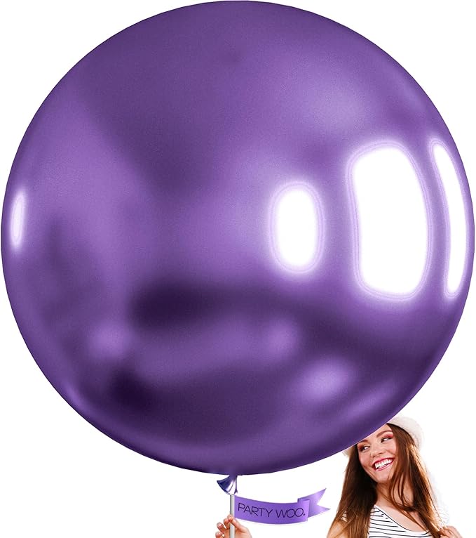 PartyWoo Metallic Purple Balloons 4pcs 36 Inch Chrome Purple Latex Helium Balloons for Mardi Gras Graduation Wedding Bachelorette Baby Shower Anniversary Birthday Party Decorations Purple-G105
