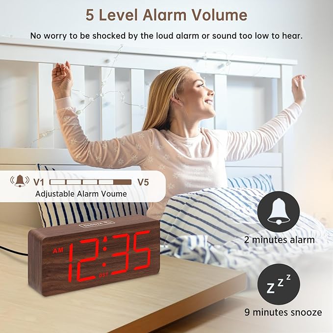 DreamSky Wooden Digital Alarm Clock