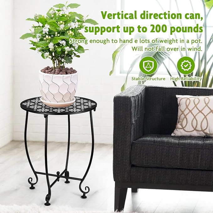2 Pack 14 Inch Outdoor Side Tables for Patio, Weather Resistant Round Coffee Table,Plant Stand,Small Round Outdoor End Table for Patio,Yard Porch Balcony Garden