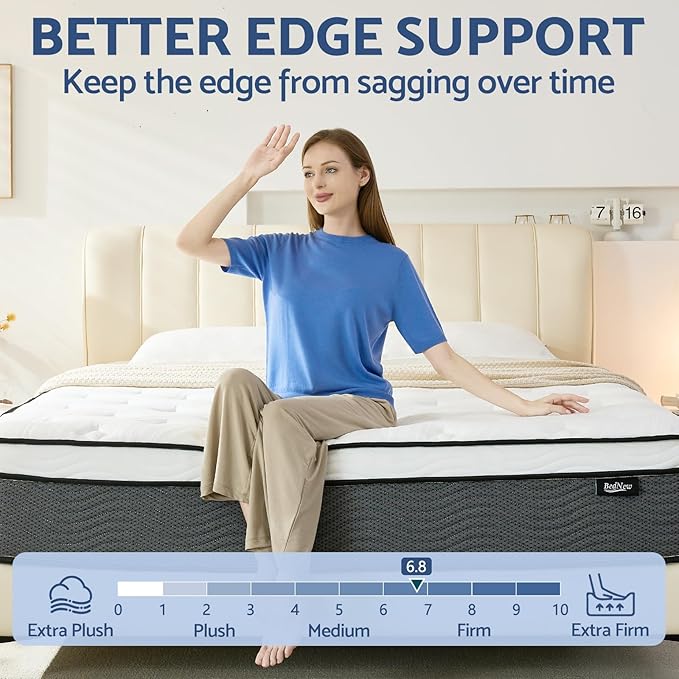 Full Mattress, 14 Inch Full Size Mattress in a Box, Hybrid Mattresses for Pressure Relief, Pocket Springs Mattresses, Firm