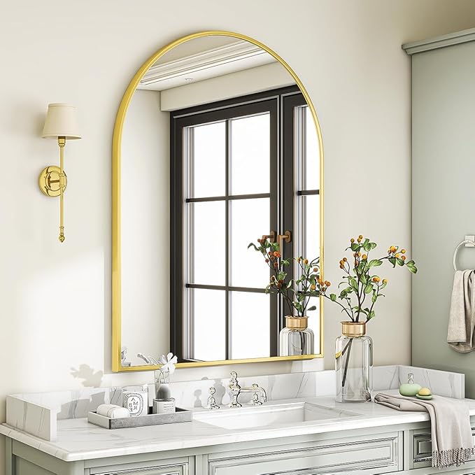 VooBang Arched Wall Mirror, 30 x 38 inch Arch Bathroom Mirror, Wall Mounted
