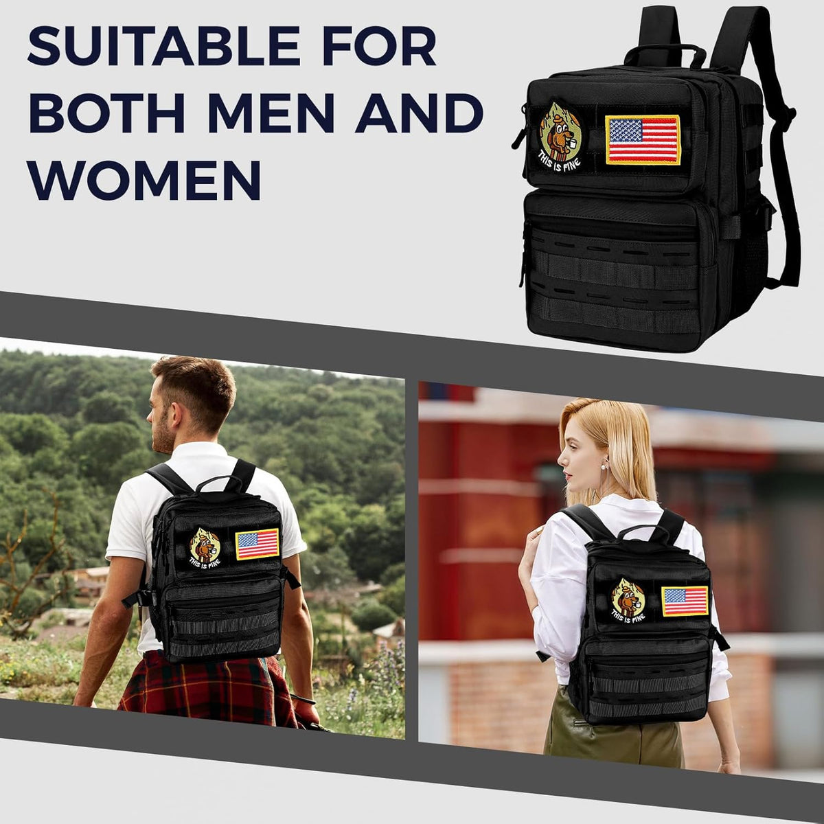 Skiennix 9L Mini Tactical Backpack - Small Military Gym Bag for Men & Women | Black Molle Daypack