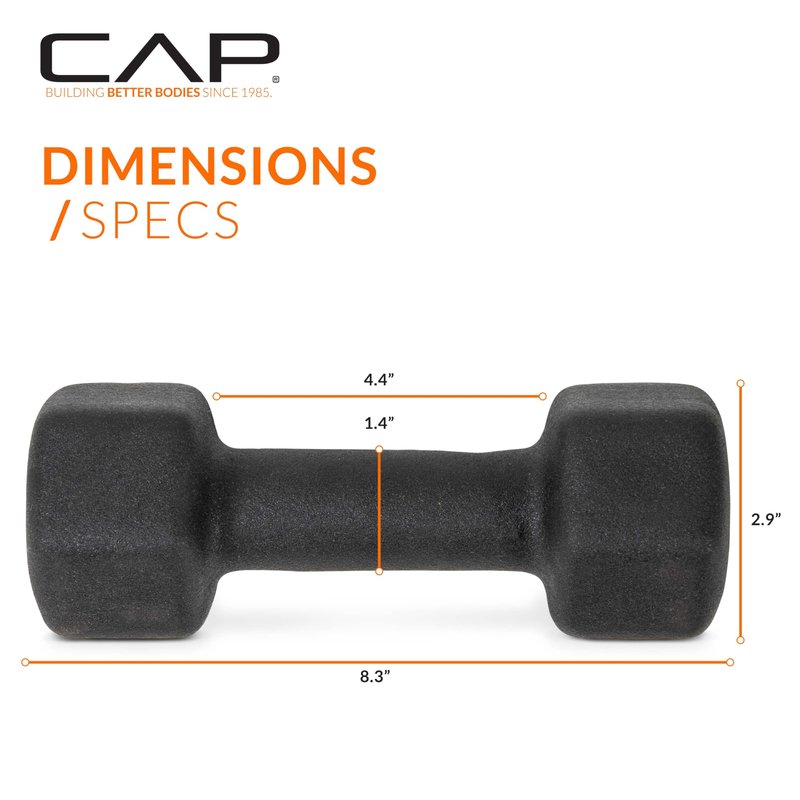 CAP Barbell 7 LB Neoprene Dumbbell Hand Weights - Pair | Black