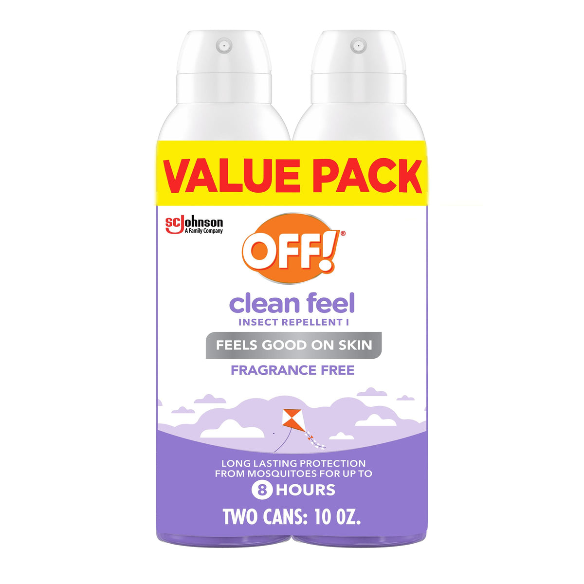 OFF! Clean Feel Insect Repellent Aerosol with 20% Picaridin - Long-Lasting DEET-Free Protection from Mosquitoes, Fragrance-Free Pest Control For Ticks & Flies, Camping, Bug Spray - 5 oz (Pack of 2)
