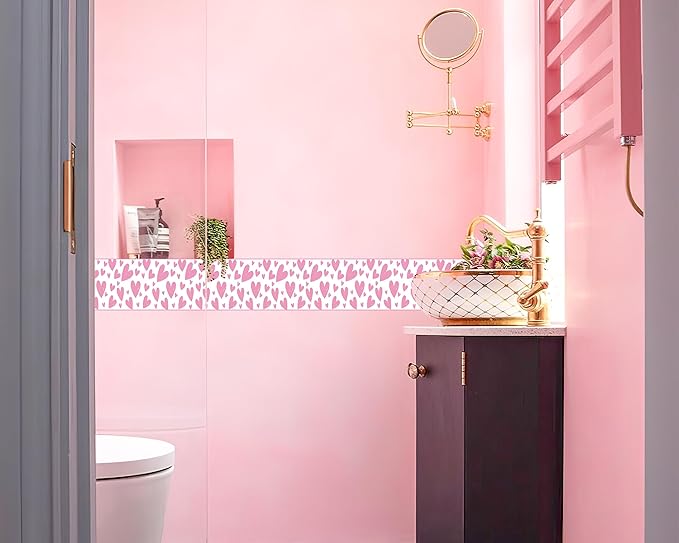 FLFK Pink Heart Wallpaper Border
