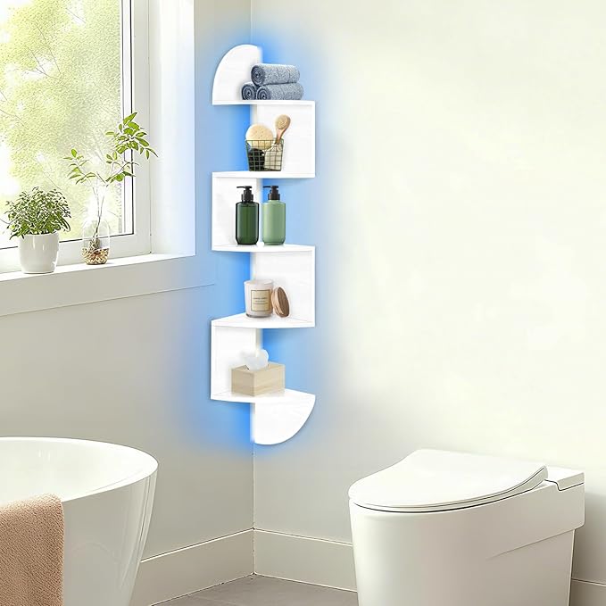 Corner Shelf Wall Mounted, 5 Tier Corner Bookshelf