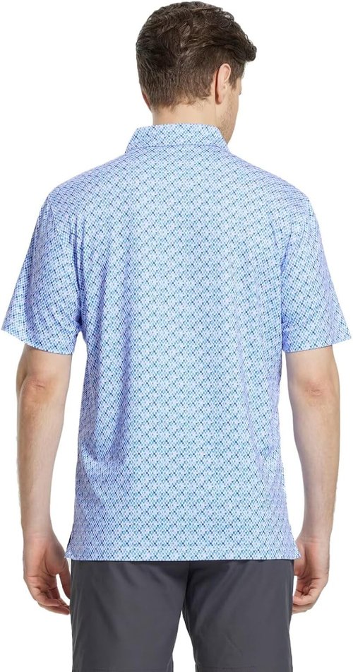M MAELREG Men's Golf Polo Shirt - Short Sleeve, Moisture-Wicking, Performance Print Design