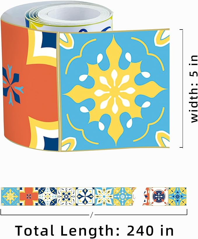 FLFK Wallpaper Border Tile Stickers Peel and Stick Wall Border