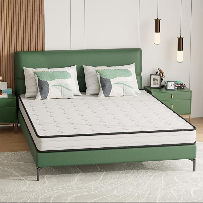 PayLessHere 6 Inch Hybrid Mattress with Innerspring and Foam/Fiberglass Free/Medium Firm Spring Mattress/Queen Size Mattress in a Box/CertiPUR-US Certified/Cool Sleep Pressure Relief