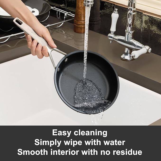 MsMk 10 Inch Frying Pan Nonstick with Lid, Titanium and Diamond Non Stick Coating From USA, PFAS & PFOA Free Non-Toxic, Scratch-resistant, for Induction, Ceramic and Gas Cooktops, Oven Safe