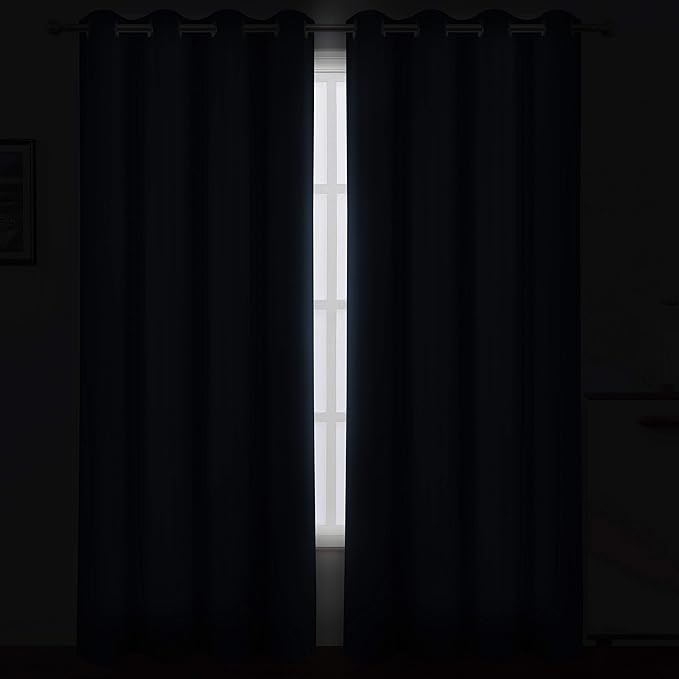 LEMOMO Navy Blue Thermal Blackout Curtains/52 x 108 Inch/Set of 2 Panels Room