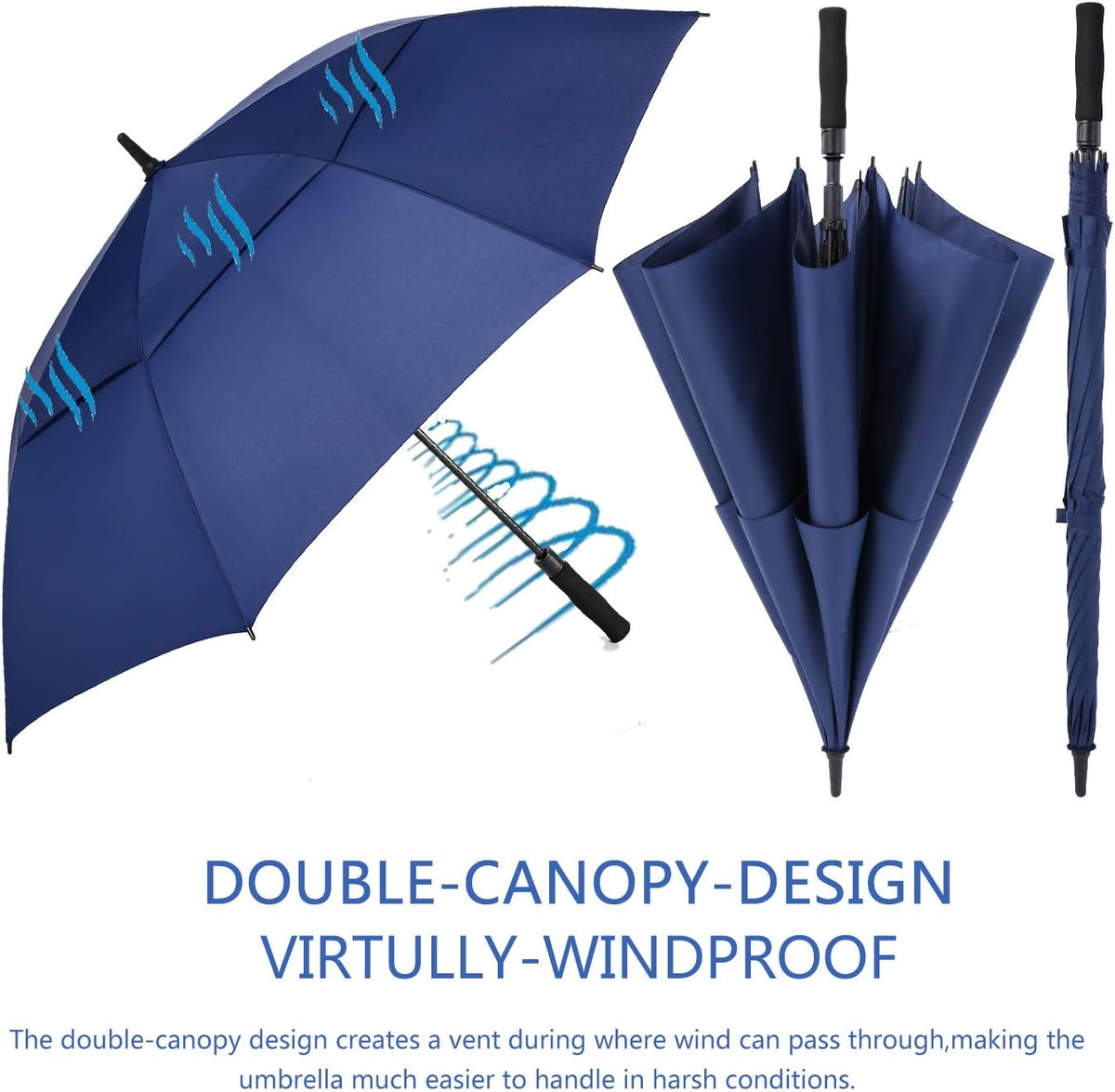 SIEPASA Golf Umbrella - Extra Large 62/68/72 Inch Automatic Open | Windproof & Waterproof Double Canopy