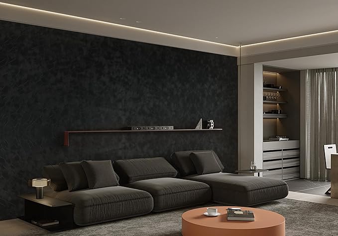 Yasinet Peel and Stick Wallpaper Black Removable Wallpaper Modern Black Contact