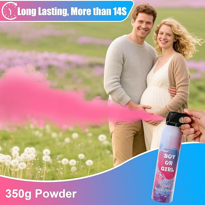 4 Pack Pink Gender Reveal Powder for Baby Girl, Color Powder or Dust for Gender Announcement Idea, Baby Shower Decoration, Supply, Party