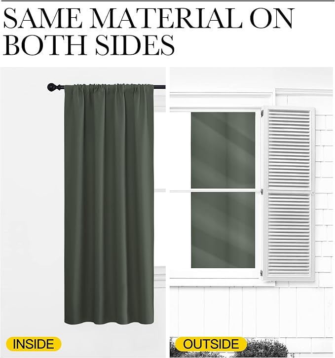 NICETOWN Blackout Curtains for Bedroom, Dark Mallard, 1 Pair, 70 by 63-inch